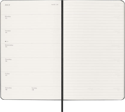 Moleskine Planificador Semanal, Agenda Semanal 2026 12 Meses Con Espacio Para Notas, Con Tapa Dura y Cierre Elástico, Formato Grande 13x21, Color Negro