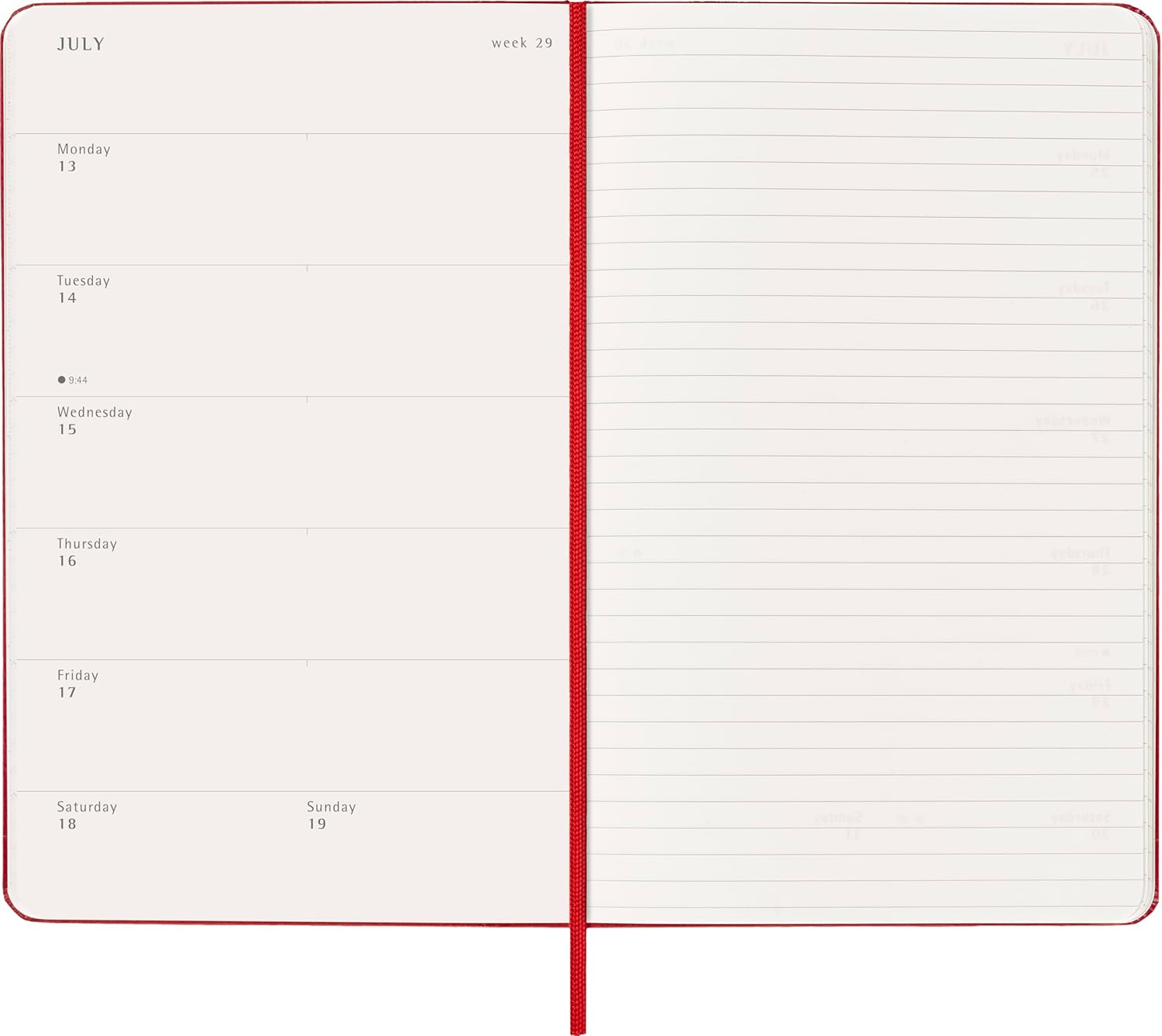 Moleskine Planificador Semanal, Agenda Semanal 2026 12 Meses Con Espacio Para Notas, Con Tapa Dura y Cierre Elástico, Formato Grande 13x21, Color Rojo