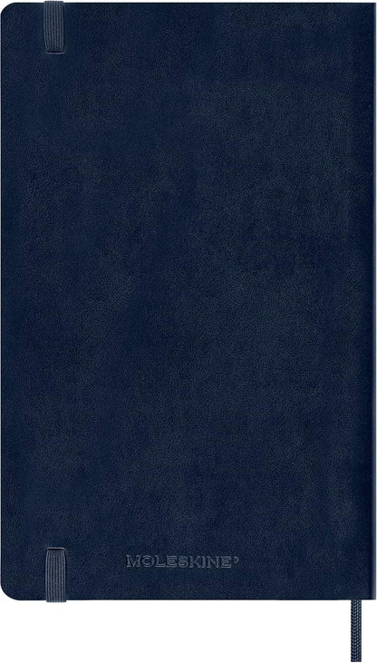 Moleskine Wochenplaner, Wochenagenda 2026 12 Monate mit Platz für Notizen, mit weichem Einband und Gummibandverschluss, Großformat 13x21, Farbe Blau