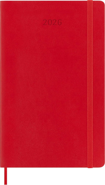 Moleskine Wochenplaner, Wochenagenda 2026 12 Monate Mit Platz Für Notizen, Mit Weichem Einband und Elastischem Verschluss, Großformat 13x21, Farbe Rot