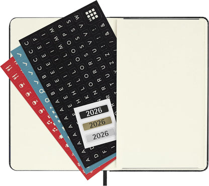 Moleskine Agenda Semanal, Agenda Semanal 2026 12 Meses Con Espacio Para Notas, Con Tapa Dura y Cierre Elástico, Formato de Bolsillo 9x14, Color Negro