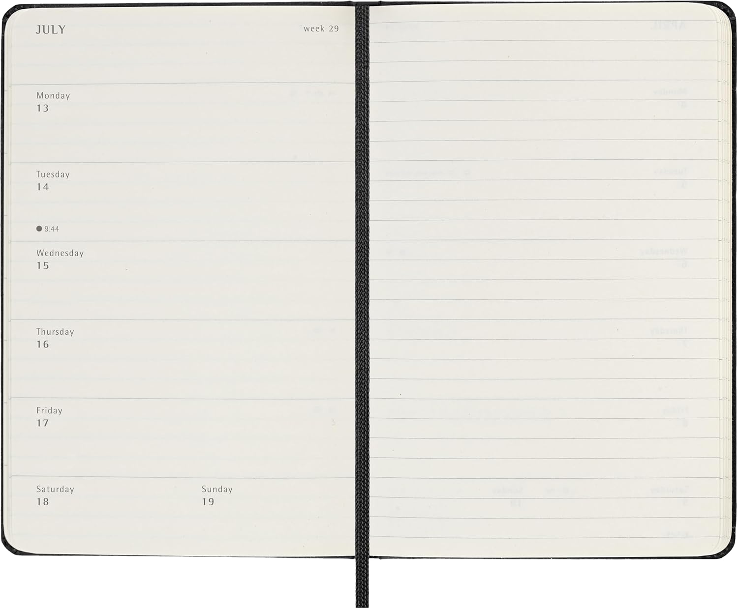 Moleskine Agenda Semanal, Agenda Semanal 2026 12 Meses Con Espacio Para Notas, Con Tapa Dura y Cierre Elástico, Formato de Bolsillo 9x14, Color Negro