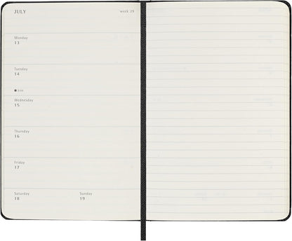 Moleskine Agenda Semanal, Agenda Semanal 2026 12 Meses Con Espacio Para Notas, Con Tapa Dura y Cierre Elástico, Formato de Bolsillo 9x14, Color Negro