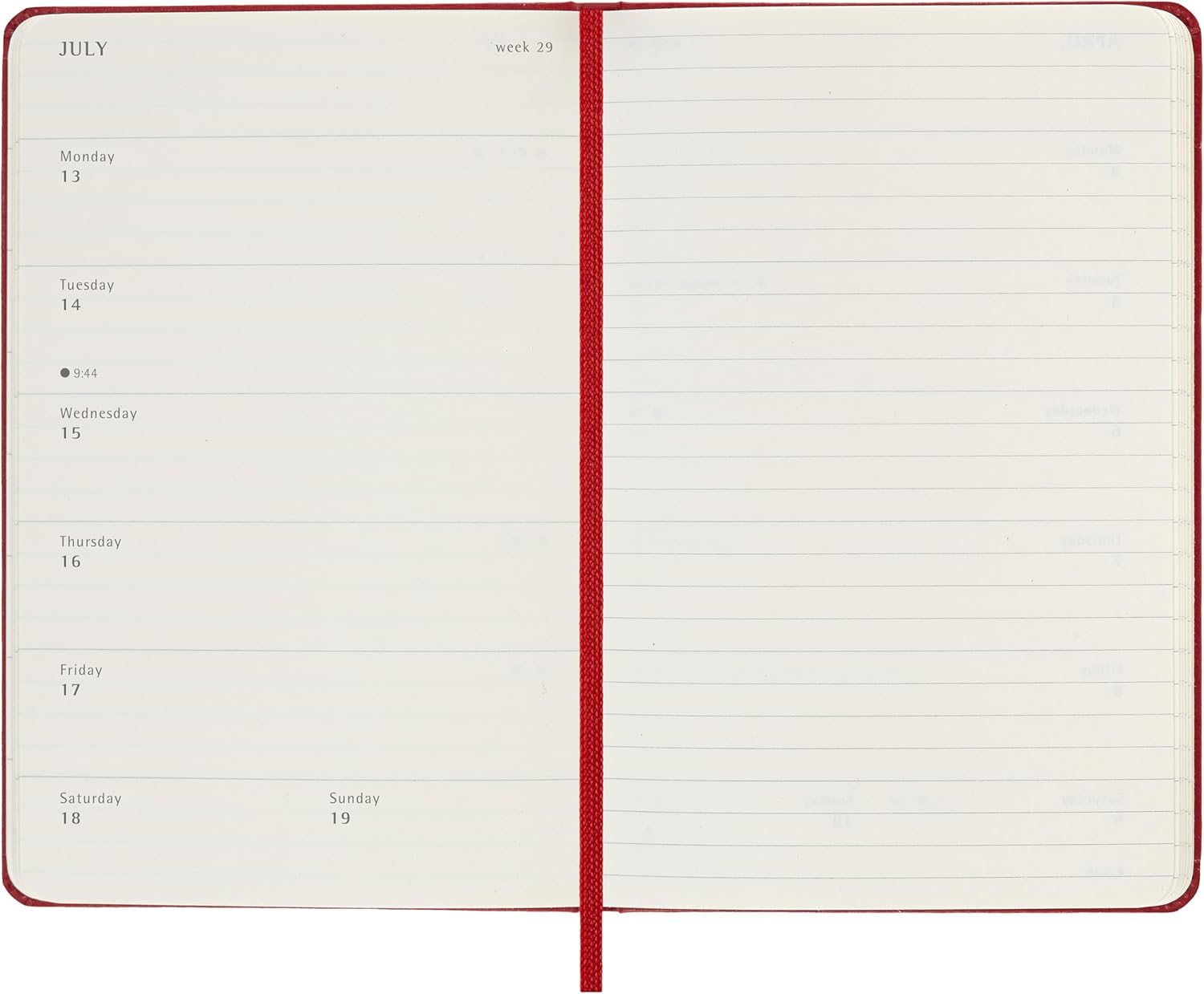 Moleskine Agenda Semanal, Agenda Semanal 2026 12 Meses Con Espacio Para Notas, Con Tapa Dura y Cierre Elástico, Formato Pocket 9x14, Color Rojo