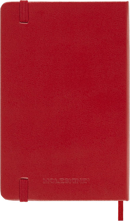 Moleskine Agenda Semanal, Agenda Semanal 2026 12 Meses Con Espacio Para Notas, Con Tapa Dura y Cierre Elástico, Formato Pocket 9x14, Color Rojo