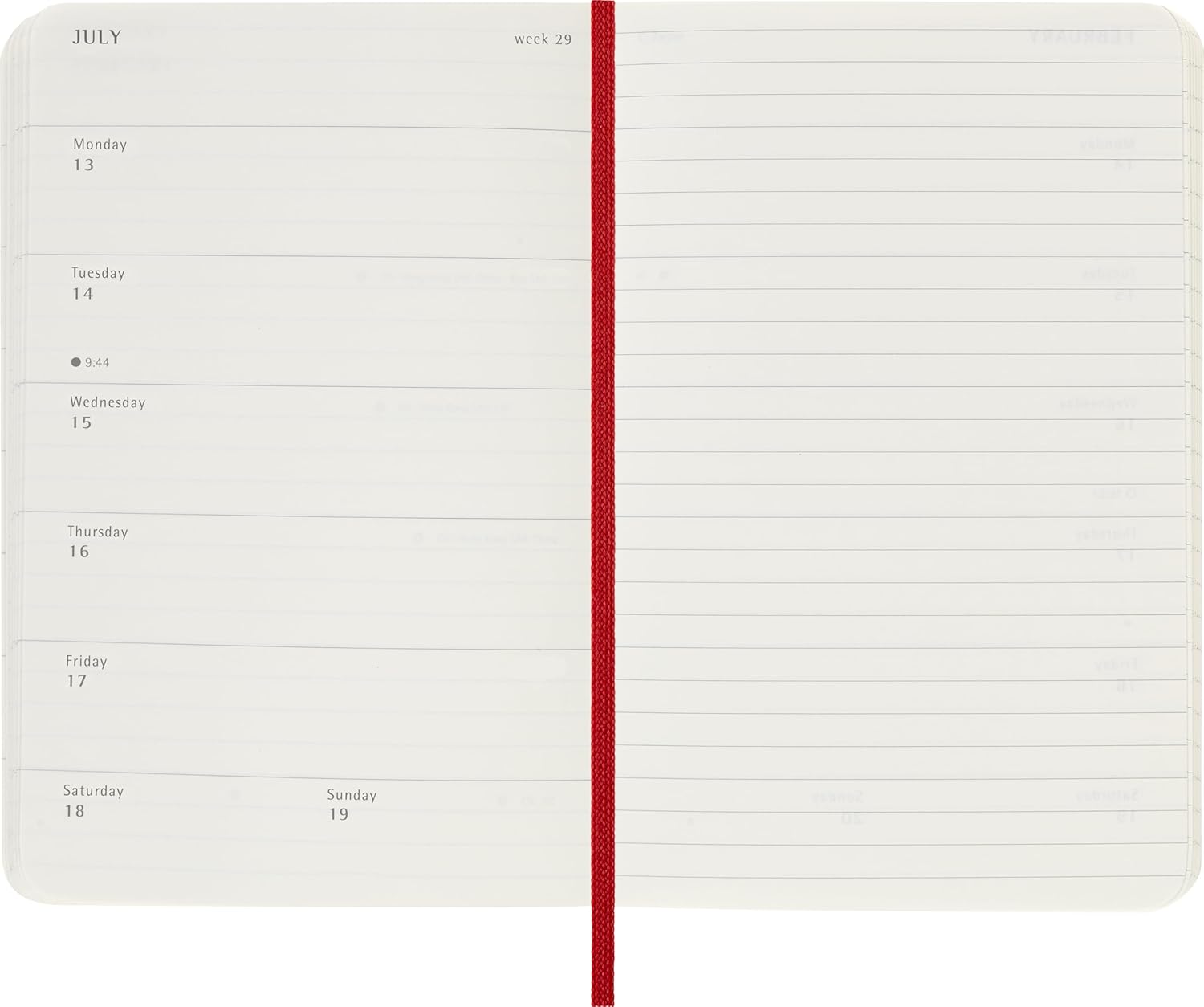 Moleskine Weekly Planner, 2026 Weekly Agenda 12 Months With Space For Notes, With Soft Cover and Elastic Closure, Pocket Size 9x14, Red Color