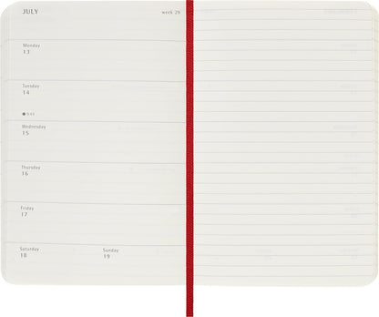Moleskine Weekly Planner, 2026 Weekly Agenda 12 Months With Space For Notes, With Soft Cover and Elastic Closure, Pocket Size 9x14, Red Color