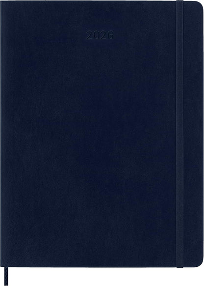 Moleskine Weekly Planner, 2026 Weekly Agenda 12 Months With Space For Notes, With Soft Cover and Elastic Closure, Colour Blue, XL Format 19 x 25 cm