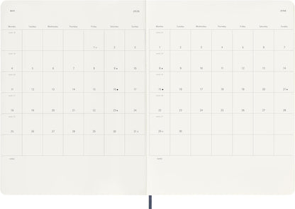 Moleskine Weekly Planner, 2026 Weekly Agenda 12 Months With Space For Notes, With Soft Cover and Elastic Closure, Colour Blue, XL Format 19 x 25 cm