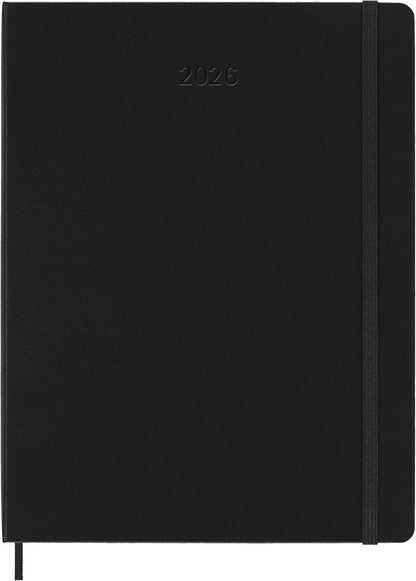 Moleskine Weekly Planner, Agenda Settimanale 2026 12 Mesi Con Spazio Per Note, Con Copertina Rigida e Chiusura Elastica, Formato XL 19 x 25 cm, Colore Nero