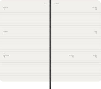 Moleskine Weekly Planner, Horizontal Weekly Agenda 2026 12 Months, With Soft Cover and Elastic Closure, Large Format 13x21, Black Color