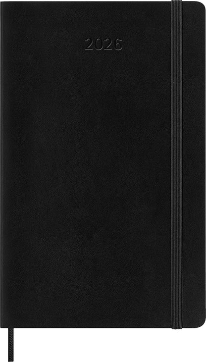 Moleskine Weekly Planner, Horizontal Weekly Agenda 2026 12 Months, With Soft Cover and Elastic Closure, Large Format 13x21, Black Color