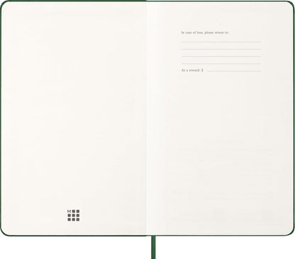 Moleskine Wochenplaner, Wochenagenda 2026 12 Monate mit Platz für Notizen, mit festem Einband und Gummibandverschluss, Großformat 13x21, Farbe Grün