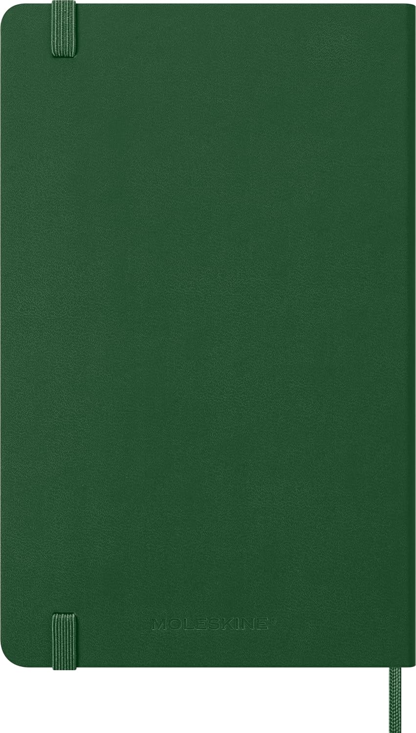 Moleskine Wochenplaner, Wochenagenda 2026 12 Monate mit Platz für Notizen, mit festem Einband und Gummibandverschluss, Großformat 13x21, Farbe Grün