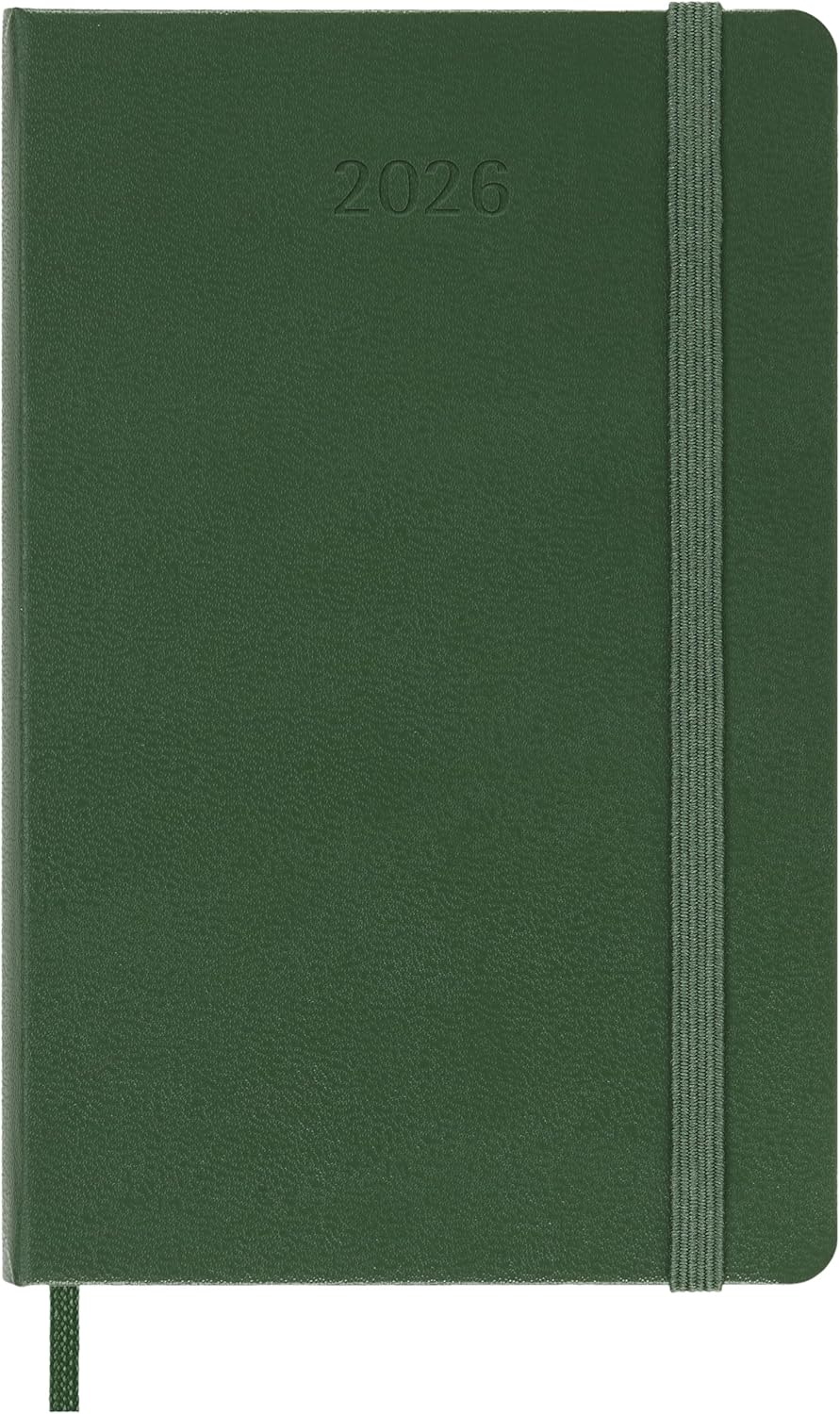 Moleskine Weekly Planner, Agenda Settimanale 2026 12 Mesi Con Spazio Per Note, Con Copertina Rigida e Chiusura Elastica, Formato Pocket 9 x 14 cm, Colore Verde