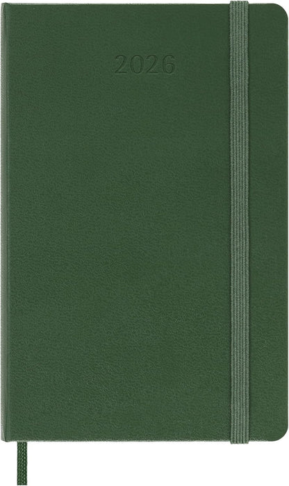 Moleskine Weekly Planner, Agenda Settimanale 2026 12 Mesi Con Spazio Per Note, Con Copertina Rigida e Chiusura Elastica, Formato Pocket 9 x 14 cm, Colore Verde