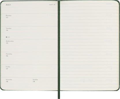Moleskine Weekly Planner, Agenda Settimanale 2026 12 Mesi Con Spazio Per Note, Con Copertina Rigida e Chiusura Elastica, Formato Pocket 9 x 14 cm, Colore Verde