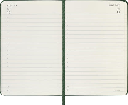 Moleskine Daily Planner, Daily Agenda 2026 12 Months, With Hard Cover and Elastic Closure, Pocket Size 9x14, Green Color