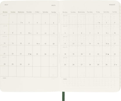 Moleskine Daily Planner, Daily Agenda 2026 12 Months, With Soft Cover and Elastic Closure, Pocket Size 9x14, Green Color