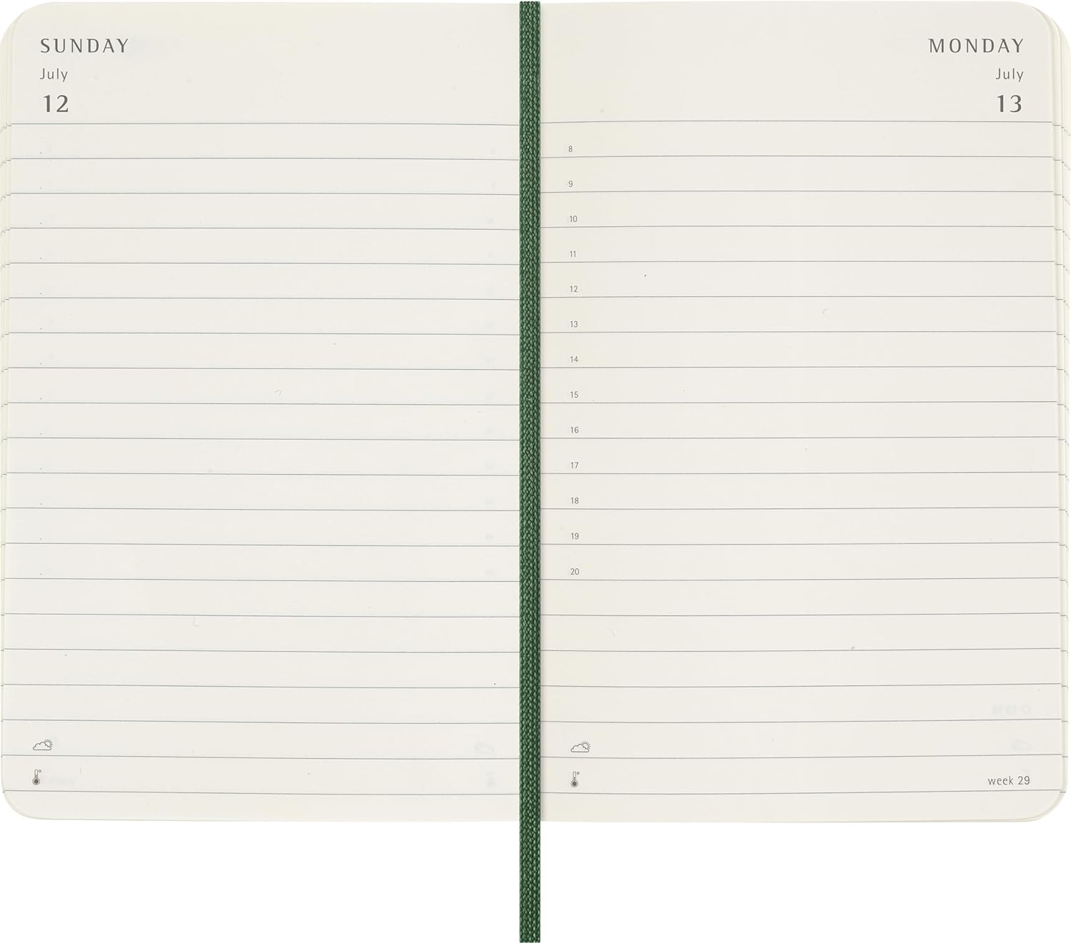 Moleskine Daily Planner, Daily Agenda 2026 12 Months, With Soft Cover and Elastic Closure, Pocket Size 9x14, Green Color