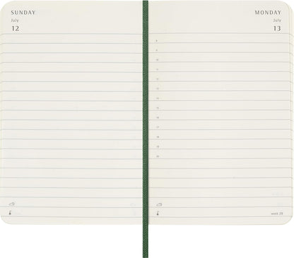 Moleskine Daily Planner, Daily Agenda 2026 12 Months, With Soft Cover and Elastic Closure, Pocket Size 9x14, Green Color