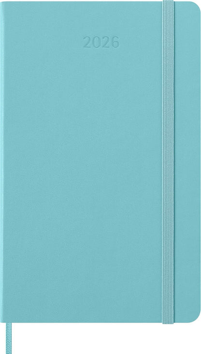 Moleskine Weekly Planner, Agenda Semanal 2026 12 Meses Con Espacio Para Notas, Con Tapa Dura y Cierre Elástico, Formato Grande 13x21, Color Aguamarina