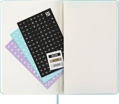 Moleskine Weekly Planner, Agenda Semanal 2026 12 Meses Con Espacio Para Notas, Con Tapa Dura y Cierre Elástico, Formato Grande 13x21, Color Aguamarina