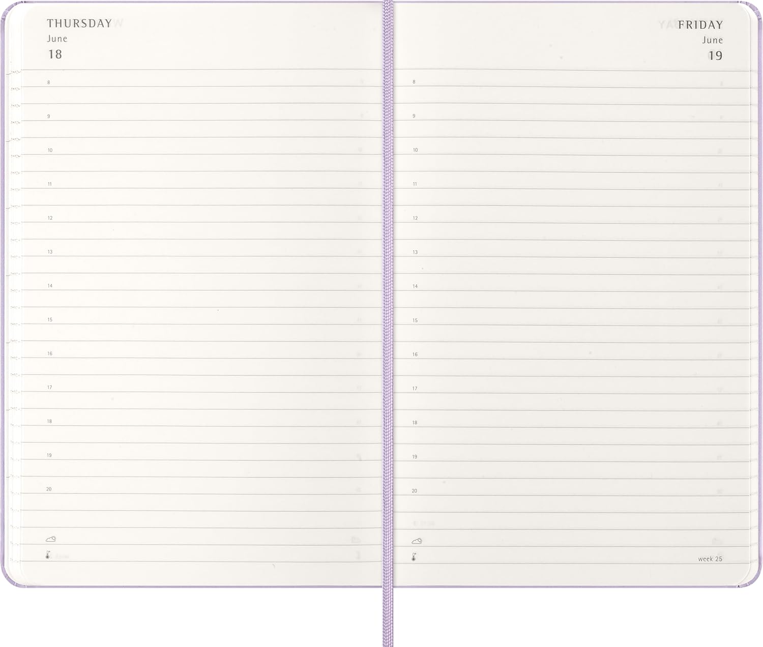 Moleskine Daily Planner, Daily Agenda 2026 12 Months, With Hard Cover and Elastic Closure, Large Format 13x21, Lilac Color
