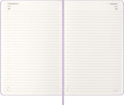 Moleskine Daily Planner, Daily Agenda 2026 12 Months, With Hard Cover and Elastic Closure, Large Format 13x21, Lilac Color