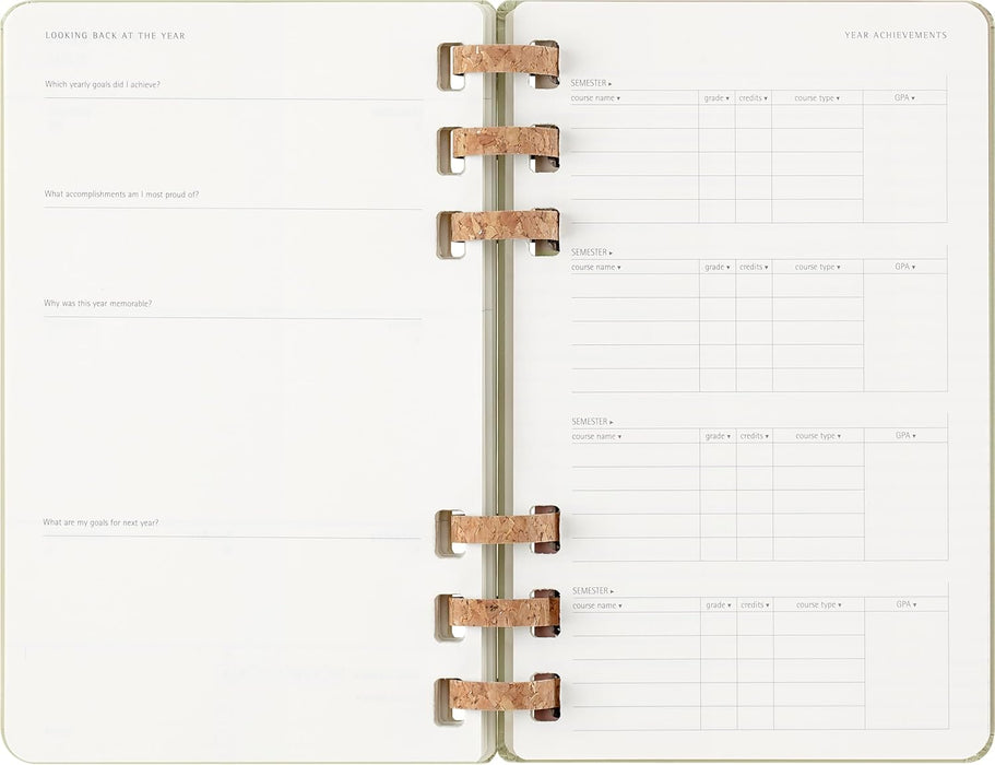 Moleskine Student Life Planner 2025-2026, Weekly and Monthly Spiral 12 Month Diary with Soft Cover, Crush Kiwi Colour, Large Size 15 x 21 cm