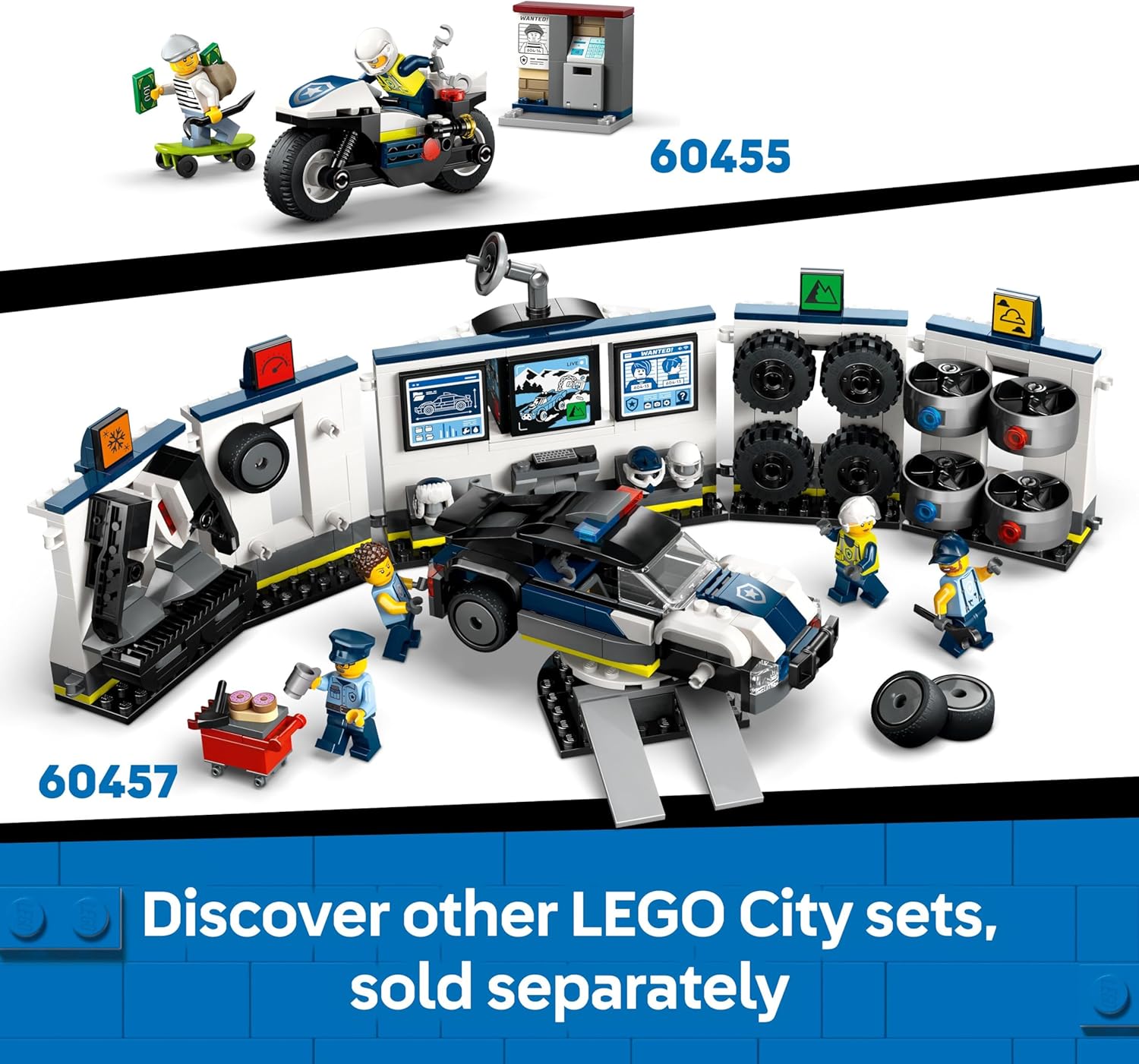 LEGO City Police Boat Chase Set - incl. 2 Boat Toys, 3 Minifigures & a Shark Animal Figure - Gift for 6+ Year Old Boys & Girls - 60456