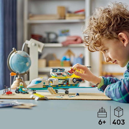 LEGO City Emergency Air Ambulance Airplane Toy - Medical Plane Model - 3 Minifigures incl. a Doctor and Pilot, plus a Snowscooter, Stretcher & Tools, Gift for 6+ Year Old Boys - 60465