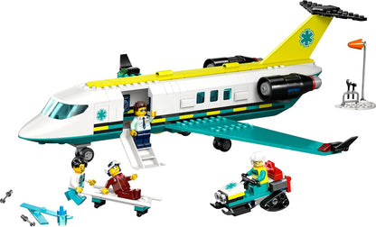 LEGO City Emergency Air Ambulance Airplane Toy - Medical Plane Model - 3 Minifigures incl. a Doctor and Pilot, plus a Snowscooter, Stretcher & Tools, Gift for 6+ Year Old Boys - 60465