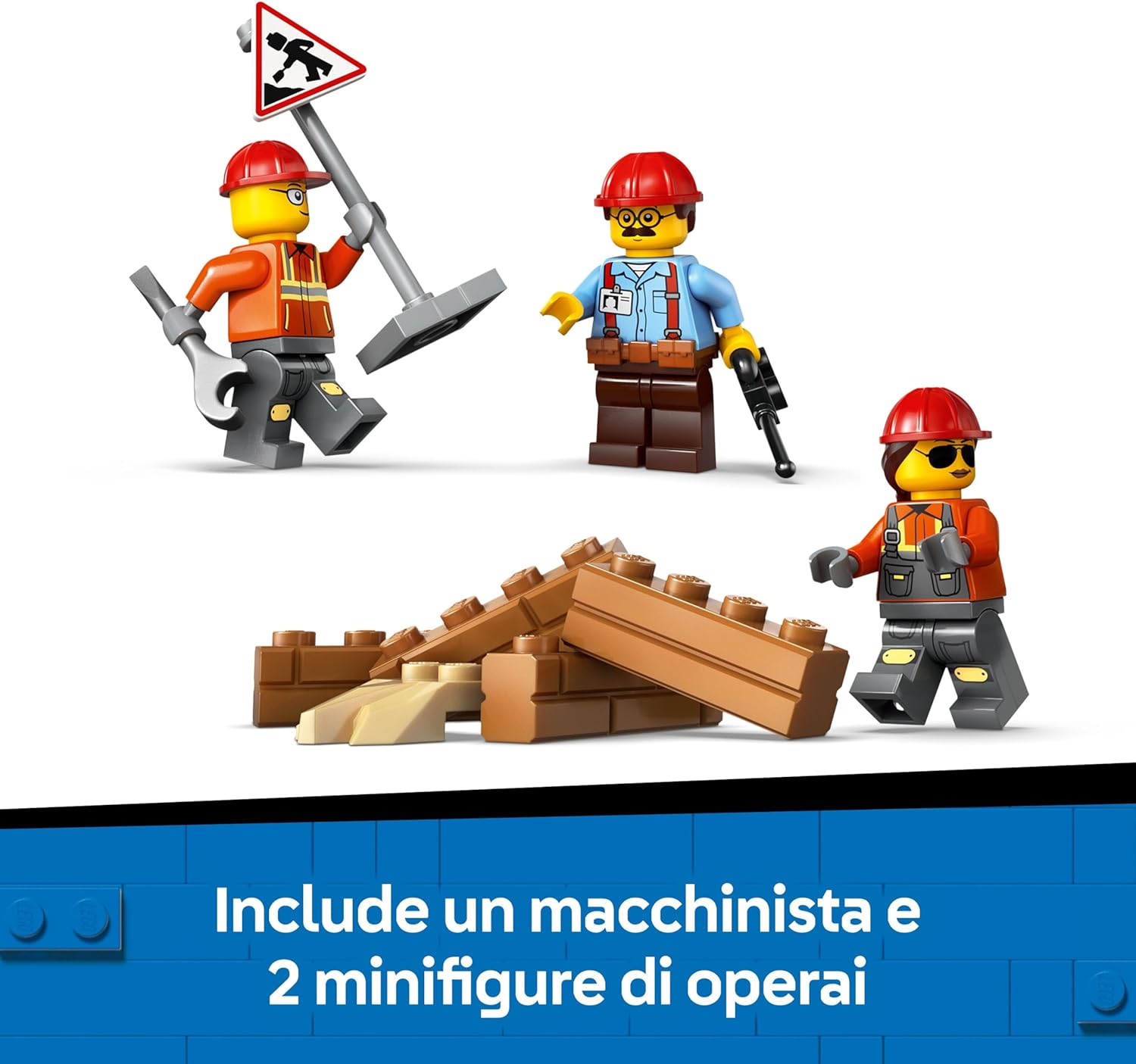 LEGO City Yellow Bulldozer Toy - Large Construction Vehicle Building Set - incl. 3 Minifigures plus Loose Bricks & Road Signs - Birthday Gift for 8+ Year Old Boys - 60466