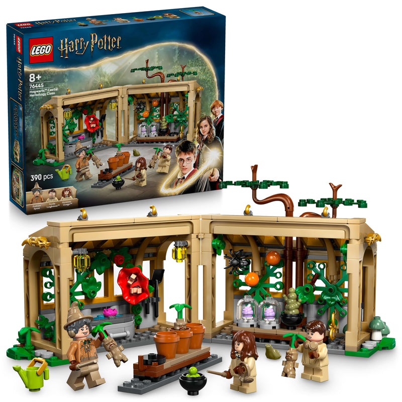 LEGO Harry Potter Hogwarts Castle: Herbology Class Set with Neville Longbottom, Hermione Granger & Prof. Sprout Minifigures - incl. 3 Mandrake Toy Plants - Gift for 8+ Year Old Girls & Boys - 76445