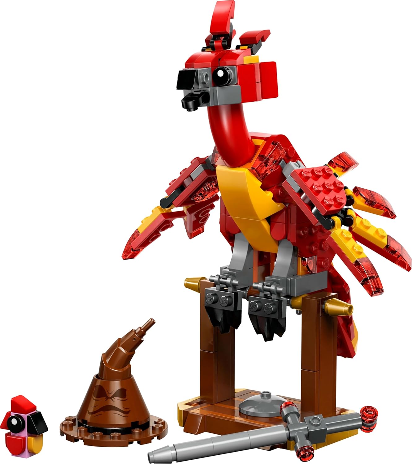 LEGO Harry Potter Fawkes: Dumbledore’s Phoenix Toy – Play & Display Bird Figure – Incl. Sorting Hat & Sword of Gryffindor – Birthday Gift for 8+ Year Old Girls & Boys - 76448