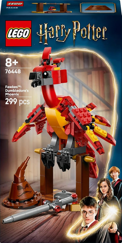 LEGO Harry Potter Fawkes: Dumbledore’s Phoenix Toy – Play & Display Bird Figure – Incl. Sorting Hat & Sword of Gryffindor – Birthday Gift for 8+ Year Old Girls & Boys - 76448