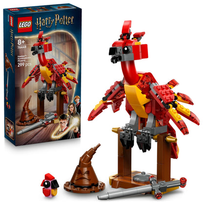 LEGO Harry Potter Fawkes: Dumbledore’s Phoenix Toy – Play & Display Bird Figure – Incl. Sorting Hat & Sword of Gryffindor – Birthday Gift for 8+ Year Old Girls & Boys - 76448