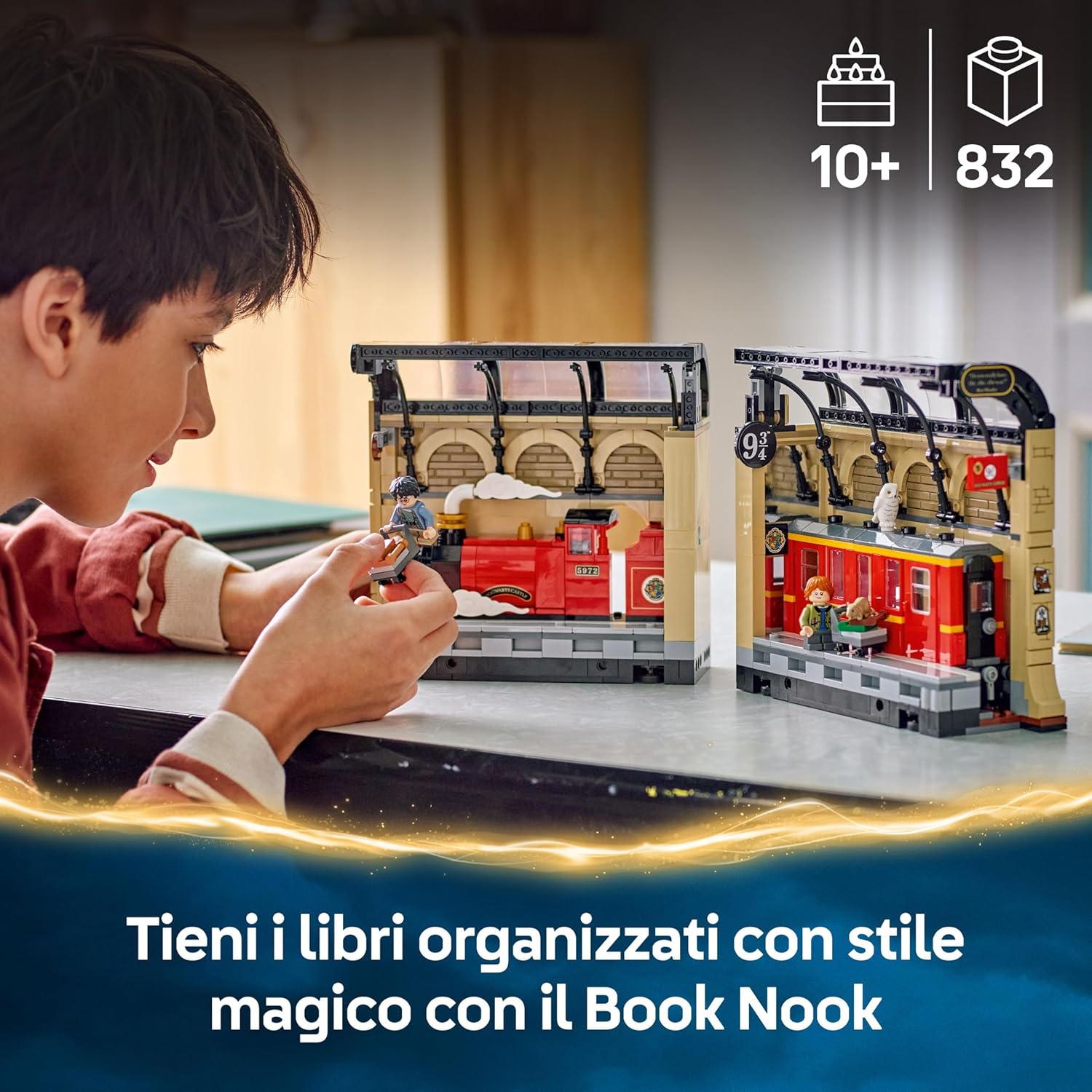 LEGO Harry Potter Book Nook: Hogwarts Express Set with a Train Toy, 2 Minifgures incl. Ron Weasley, plus Hedwig and Scabbers Figures - Wizarding World Gift for 10+ Year Old Boys, Girls & Fans - 76450
