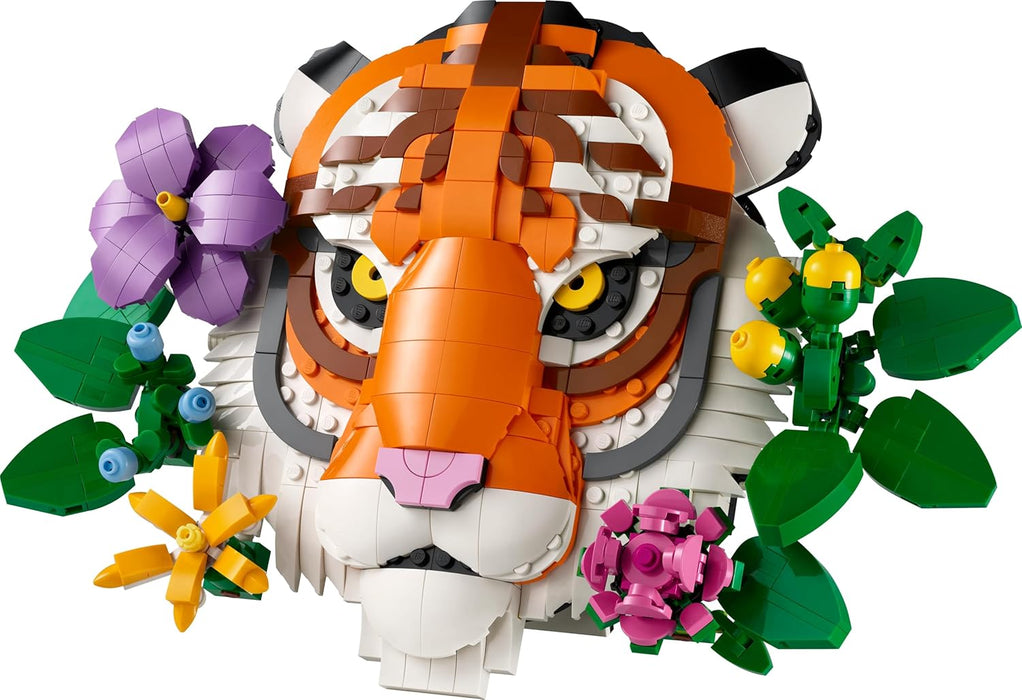 LEGO Art The Fauna Collection - Tiger - Buildable 3D Animal Painting with Decorative Flowers from Botanicals - DIY Home or Office Decor Set for Adults - Creative Gift Idea - 31217