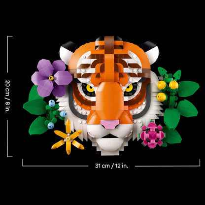 LEGO Art The Fauna Collection - Tiger - Buildable 3D Animal Painting with Decorative Flowers from Botanicals - DIY Home or Office Decor Set for Adults - Creative Gift Idea - 31217
