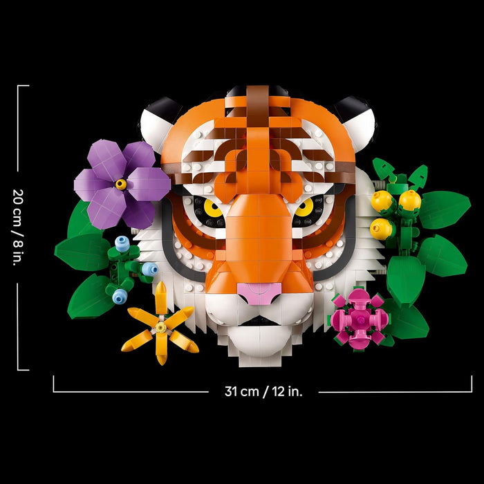 LEGO Art The Fauna Collection - Tiger - Buildable 3D Animal Painting with Decorative Flowers from Botanicals - DIY Home or Office Decor Set for Adults - Creative Gift Idea - 31217
