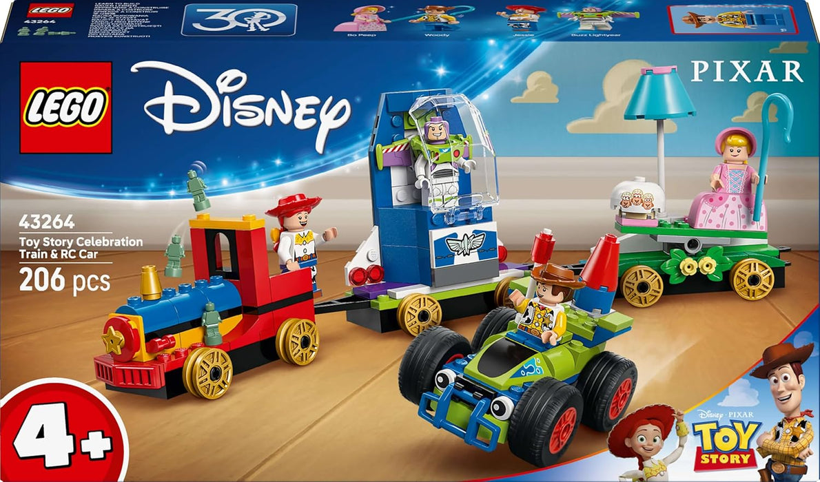 LEGO ǀ Disney and Pixar’s Toy Story Celebration Train & RC Car Toy - incl. Woody, Buzz Lightyear, Jessie & Bo Peep Minifigures - Creative Gift for 4+ Year Old Boys & Girls - 43264