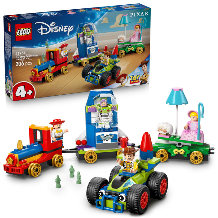 LEGO ǀ Disney and Pixar’s Toy Story Celebration Train & RC Car Toy - incl. Woody, Buzz Lightyear, Jessie & Bo Peep Minifigures - Creative Gift for 4+ Year Old Boys & Girls - 43264