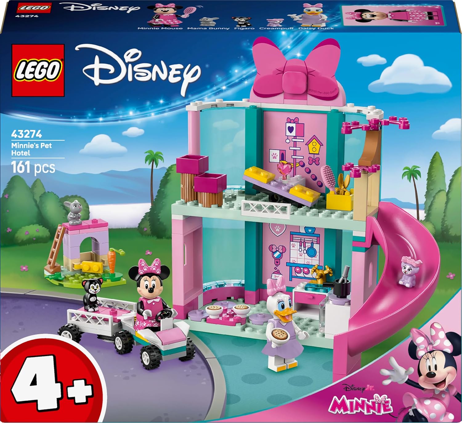 LEGO ǀ Disney Minnie’s Pet Hotel Building Toy with Minnie Mouse & Daisy Duck Mini Dolls, plus 3 Animal Figures - Gift for 4+ Year Old Girls & Mickey Mouse Clubhouse Fans - 43274