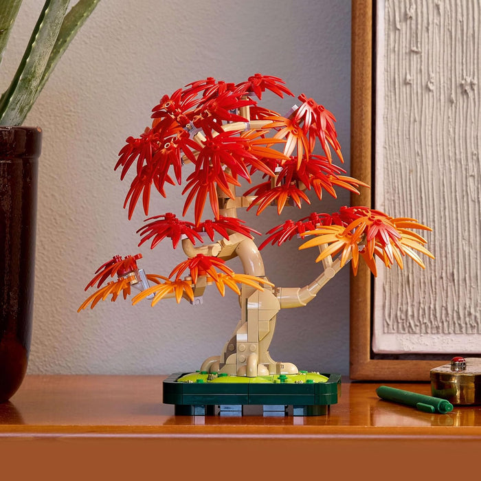 LEGO Botanicals Japanese Red Maple Bonsai Tree - Artificial Plant Building Set with Red & Orange Leaves, plus a Buildable Pot - DIY Home Decor Gift For Adults - 10348