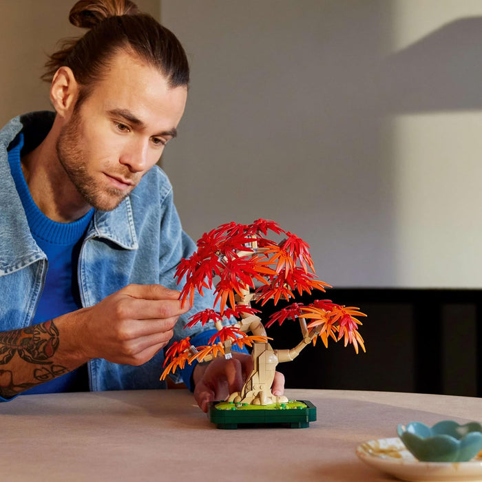 LEGO Botanicals Japanese Red Maple Bonsai Tree - Artificial Plant Building Set with Red & Orange Leaves, plus a Buildable Pot - DIY Home Decor Gift For Adults - 10348