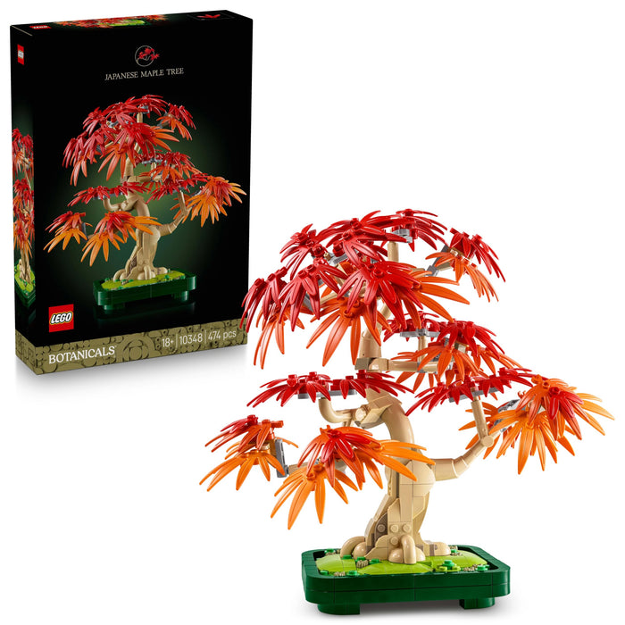 LEGO Botanicals Japanese Red Maple Bonsai Tree - Artificial Plant Building Set with Red & Orange Leaves, plus a Buildable Pot - DIY Home Decor Gift For Adults - 10348