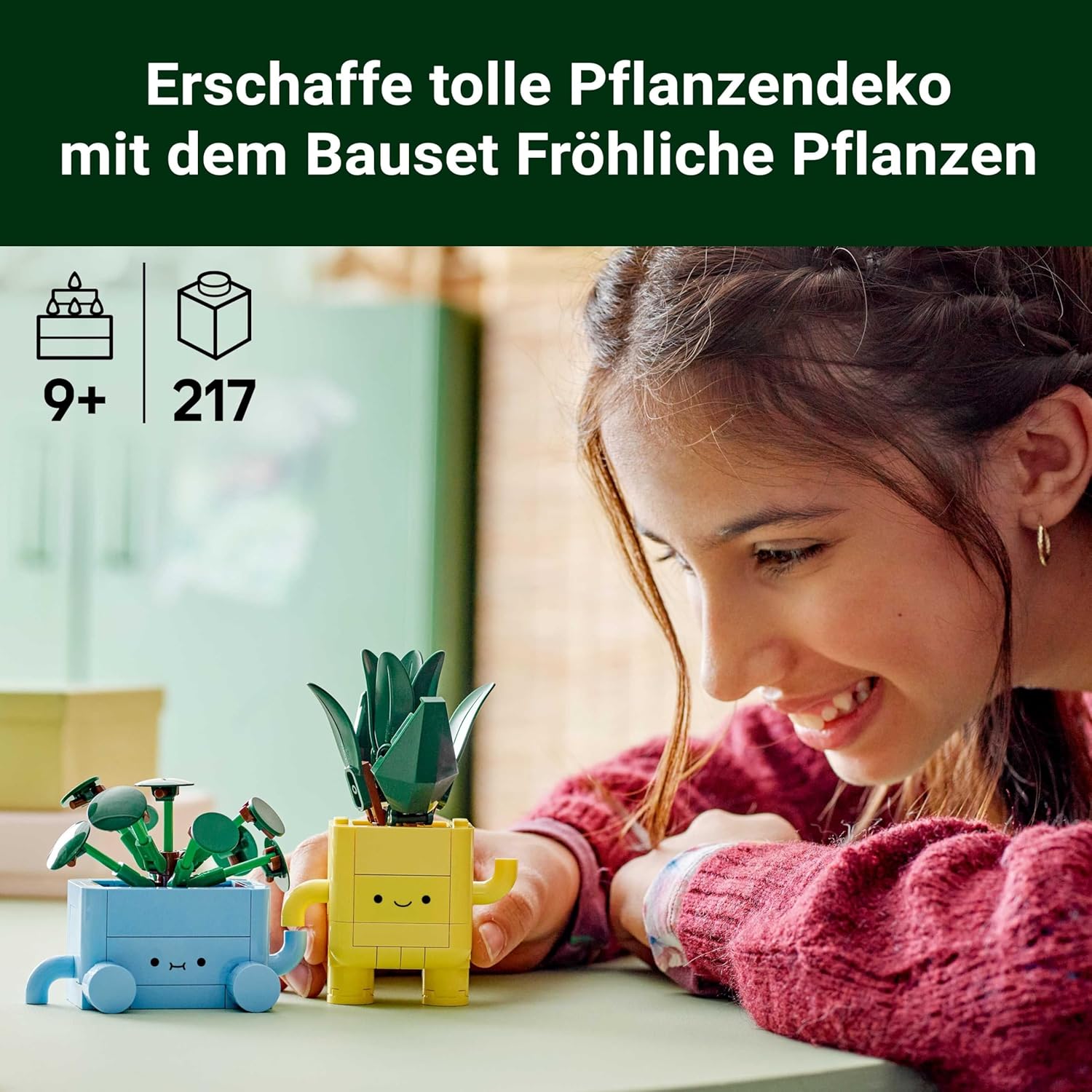 LEGO Botanicals Fröhliche Pflanzen - Spielzeug für Kinder mit 2 künstlichen Pflanzen, 2 bunten Blumentöpfen & austauschbaren Cartoon-Gesichtern – Geschenk für Mädchen und Teenager ab 9 Jahren – 10349