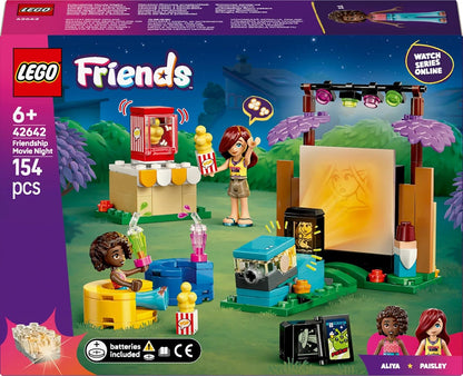 LEGO Friends Friendship Movie Night Toy for 6+ Year Old Girls - incl. 2 Mini Dolls, a Screen and a Light Brick Projector - Creative Building Set - 42642